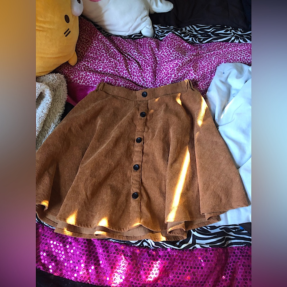 brown corduroy flare skirt